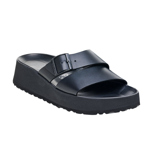 Almina Exquisite Plateau-Wedge-Schuhe aus schwarzem Glattleder