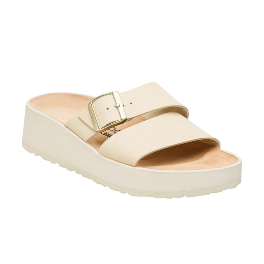 Almina Exquisite Plateau-Wedge Ecru Glattleder
