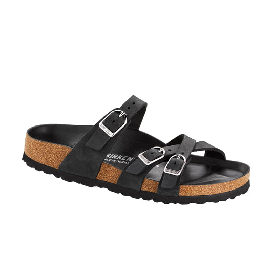 Franca Big Buckle Schwarzes geöltes Leder